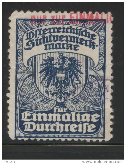 AUSTRIA 1924 PASSPORT VISA REVENUE FUR EINMALIGE DURCHREISE BLUE PERF 8.50 X 8.50 - Steuermarken