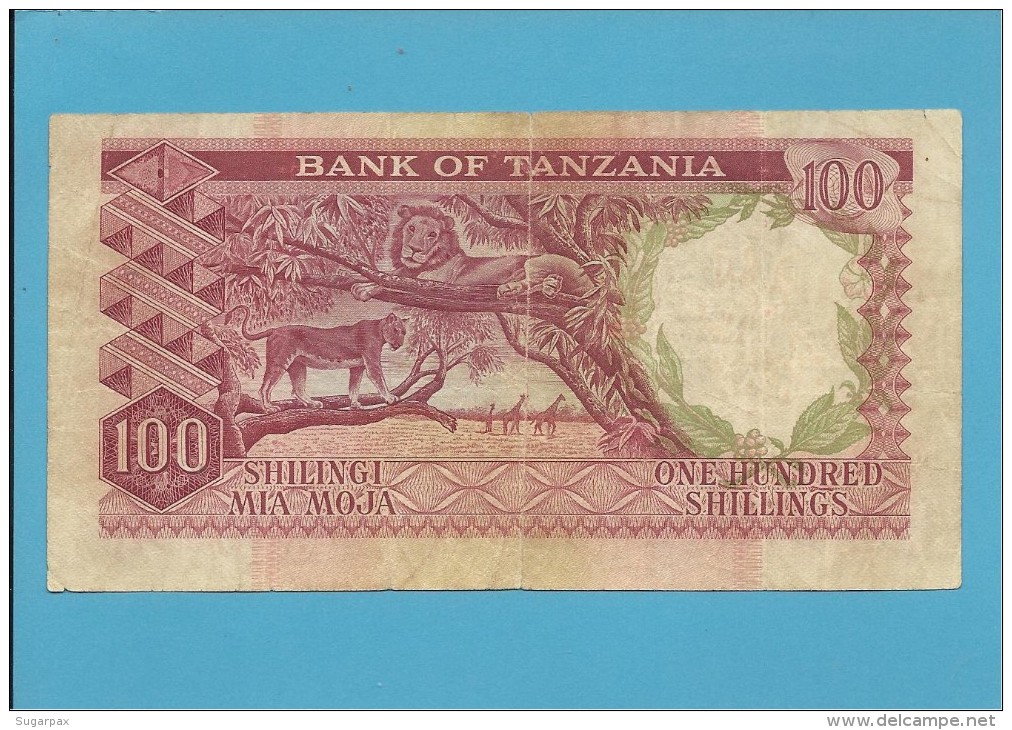 100 SHILLINGS - ND ( 1966 ) - P 5b - Sign. 3 - Serie T - BANK OF TANZANIA - Tanzania