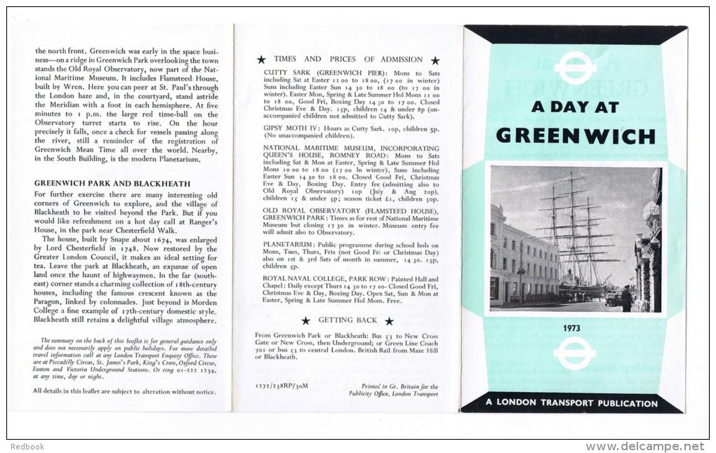 RB 975 - 1973 London Transport Information Leaflet " A Day At Greenwich" London - Europe