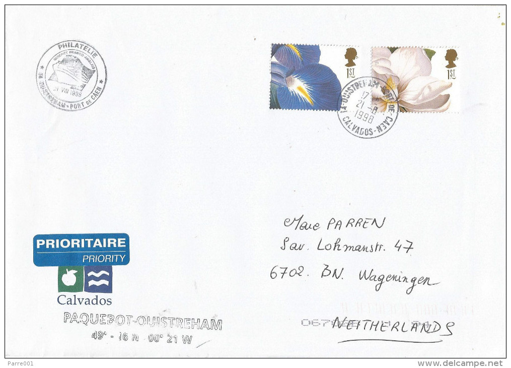 France 1998 Ouistreham Port De Caen, Calvados Paquebot UK GB Stamps Cover - Brieven En Documenten