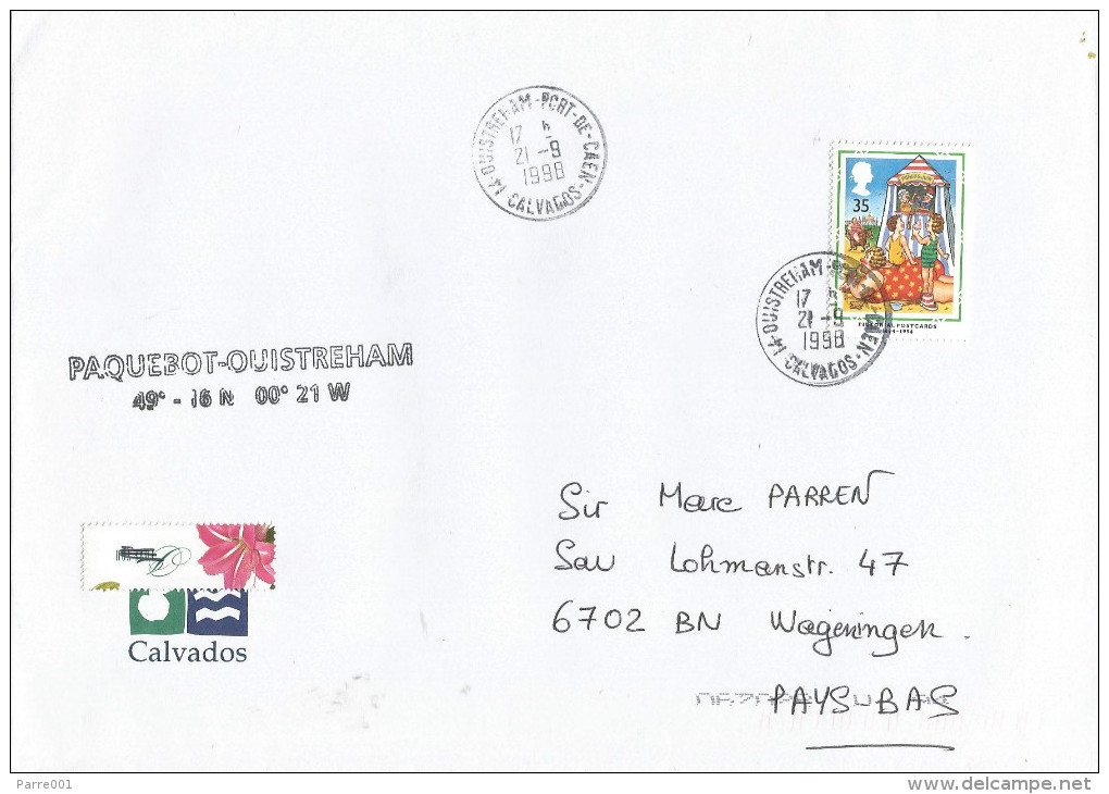 France 1998 Ouistreham Port De Caen, Calvados Paquebot UK GB Stamps Cover - Brieven En Documenten