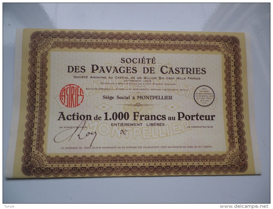 PAVAGES DE CASTRIES (1929) MONTPELLIER-HERAULT - Other & Unclassified