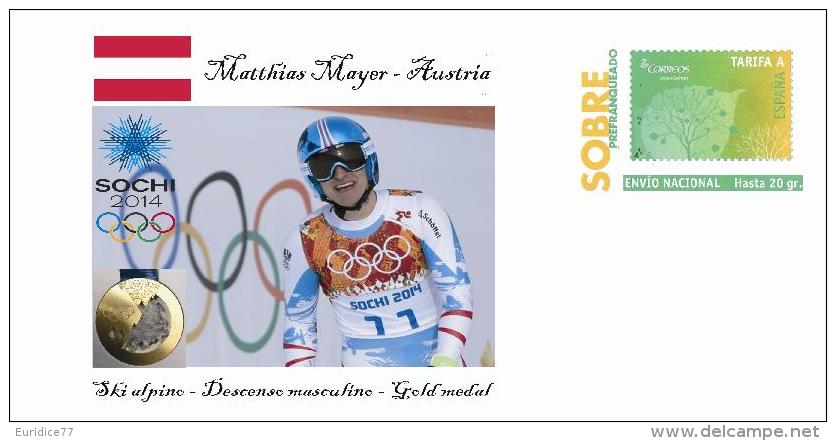 Spain 2014 - XXII Olimpics Winter Games Sochi 2014 Special Prepaid Cover - Matthias Mayer - Winter 2014: Sotschi