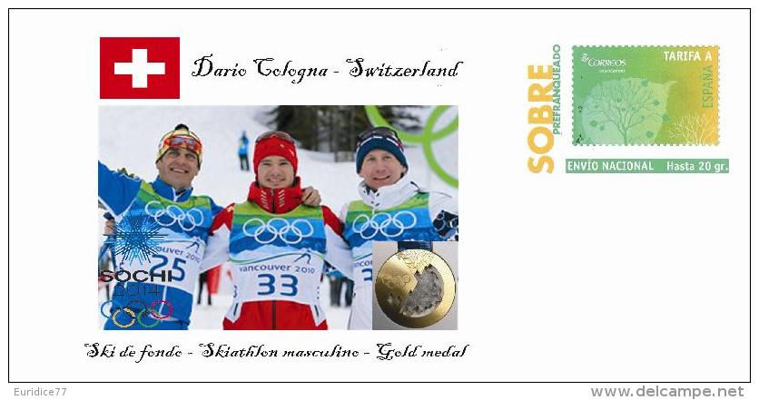 Spain 2014 - XXII Olimpics Winter Games Sochi 2014 Special Prepaid Cover - Dario Cologna - Winter 2014: Sochi