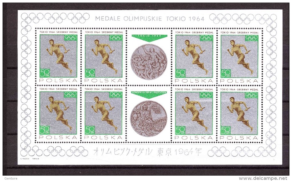 POLAND 1964 Medals Winned Yvert Cat  N° 1472/79 8 Minisheet  Absolutely MNH ** - Summer 1964: Tokyo