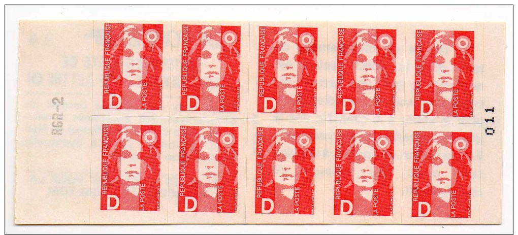 "Carnets Modernes" - 2713 --C1  - 10 Timbres "D"  Rouge N° 2713 - "Changement De Tarif (Lettre D)" - - Other & Unclassified