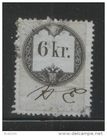 AUSTRIA 1860 REVENUE 6KR ON BLUISH THIN  PAPER NO WMK PERF 12.00 X 12.25 BAREFOOT 062 - Revenue Stamps