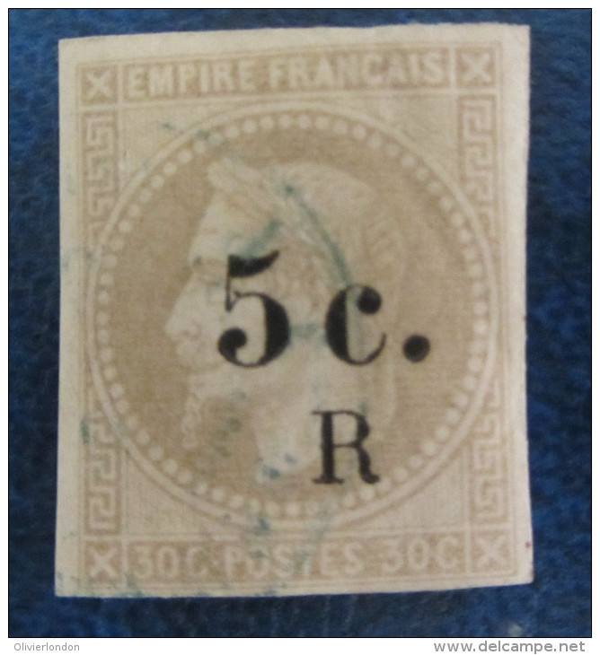 Reunion - 1885-86 Y&T 5 - 5c S. 30c Brun Avec Obliteration  Bleue Belles Marges - TB - Cote: 65 Euros - Oblitérés