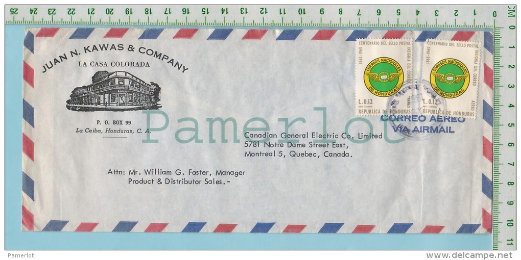 Honduras Aerogram La Ceiba 1967 To Montreal Canada Juan N. Kawas & Company  2 Scan - British Honduras (...-1970)