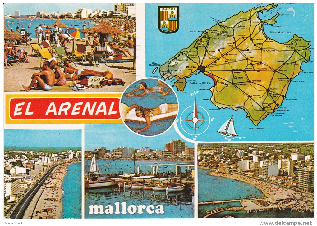 España--Mallorca--1970--El Arenal--Varias Vistas---fechador--El Arenal A Chennevieres,Francia - Maps