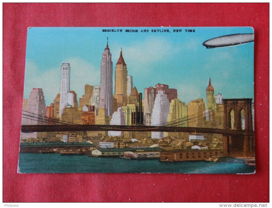 New York > New York City > Manhattan  Brooklyn Bridge & Skylin  Zeppelen  Not Mailed ----     --------ref 1170 - Manhattan