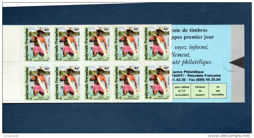 POLYNESIE Française : Pêcheur Couleur Lagon : Pêche à L'épervier  - Carnet De 10 Timbres - Ongebruikt