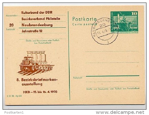 DDR P79-6-78 C57 Postkarte PRIVATER ZUDRUCK Traktor Neubrandenburg Stpl. 1978 - Private Postcards - Used