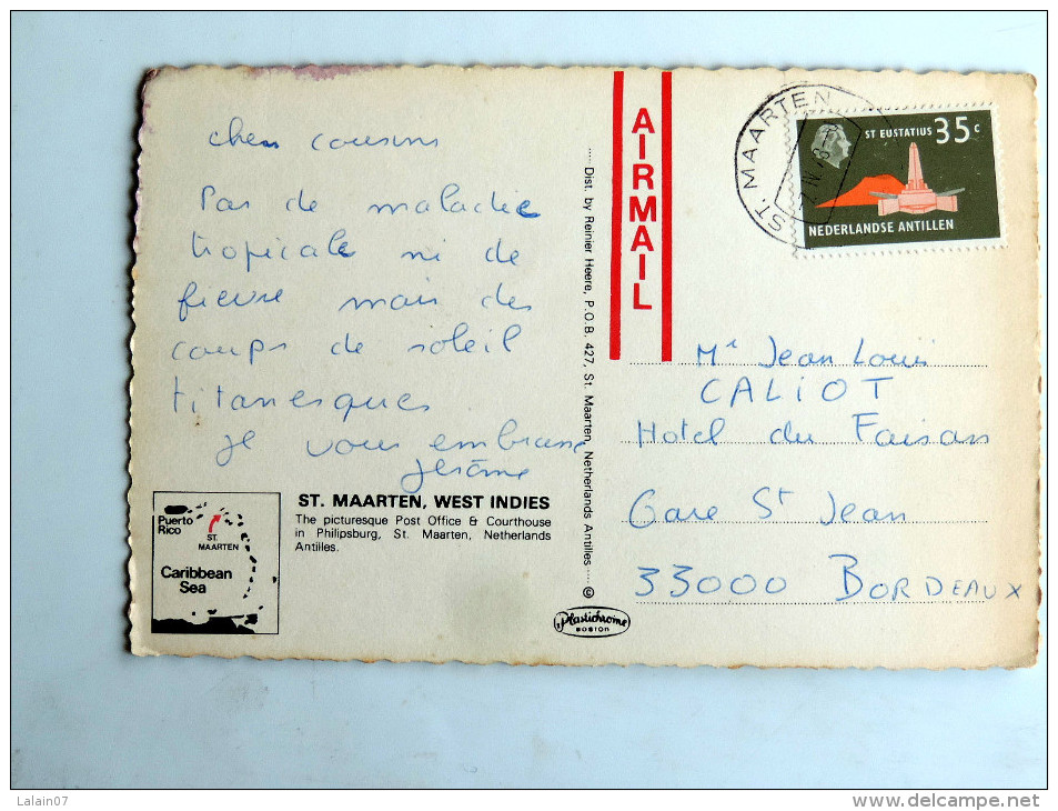 Carte Postale Ancienne : ST. MAARTEN , West Indies : The Picture Post Office & Courthouse In Philipsburg - Saint-Martin