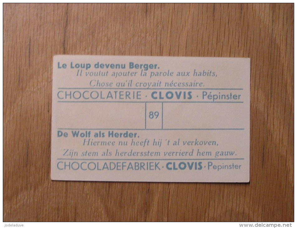 Chromo  N° 89  Le Loup Devenu Berger  Chocolat Clovis Pepinster Chocolaterie Belge Trading Card Chromos - Altri & Non Classificati