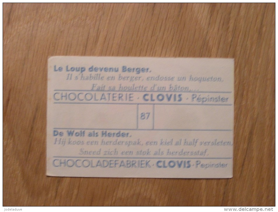 Chromo  N° 87  Le Loup Devenu Berger  Chocolat Clovis Pepinster Chocolaterie Belge Trading Card Chromos - Altri & Non Classificati