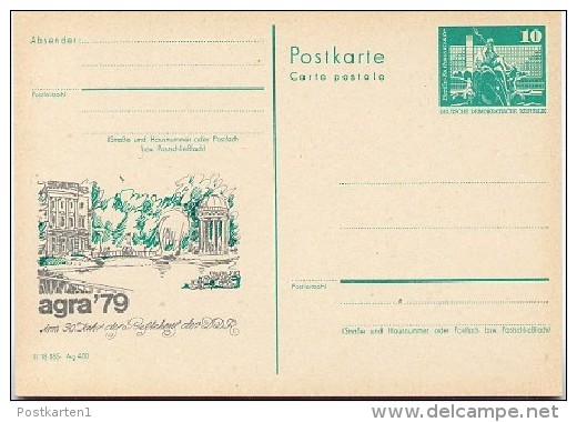 DDR P79-10-79 C86 Postkarte PRIVATER ZUDRUCK Agra Inselpavillon Leipzig 1979 - Cartes Postales Privées - Neuves