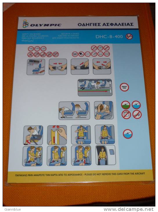 Olympic Air/Airways DHC-8-400 Consignes Sécurité/safety Card - Safety Cards