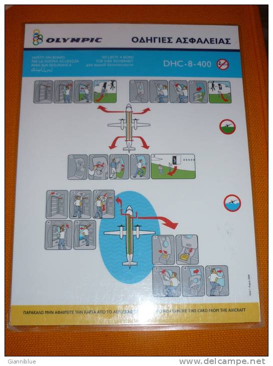 Olympic Air/Airways DHC-8-400 Consignes Sécurité/safety Card - Fichas De Seguridad