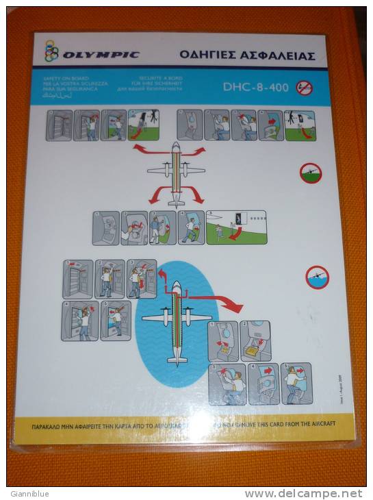 Olympic Air/Airways DHC-8-400 Consignes Sécurité/safety Card - Safety Cards