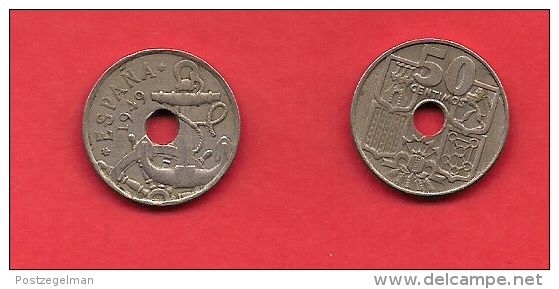 SPAIN 1949, Circulated Coin, 50 Centimos,    Km 777, C1734 - 50 Centiem