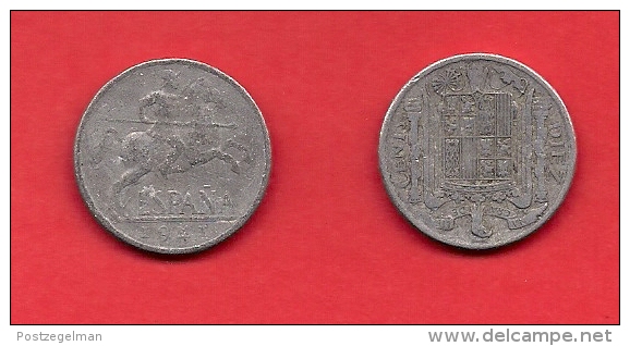 SPAIN 1941,circulated Coin, 10 Centimos, Aluminum, Km766, C1745 - 10 Céntimos