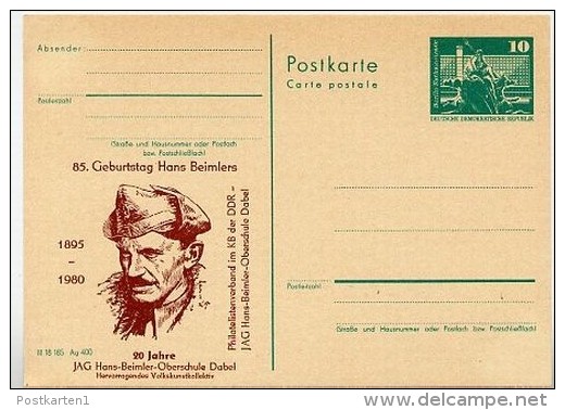 DDR P79-13b-80 C108-a Postkarte PRIVATER ZUDRUCK Hans Beimler Dabel 1980 - Cartes Postales Privées - Neuves