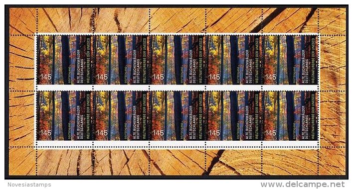 !a! GERMANY 2014 Mi. 3052 MNH SHEET(10) -UNESCO World Heritage: Old Beech Groves In Germany - 2011-2020