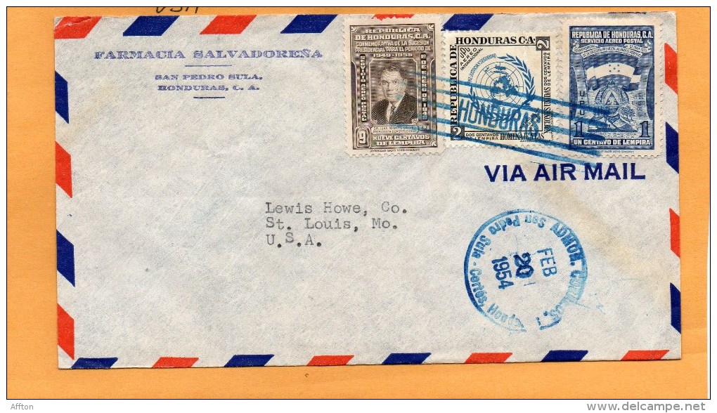 Honduras 1954 Cover Mailed To USA - Honduras