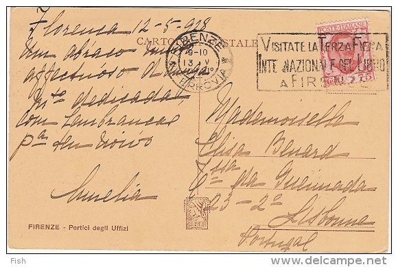 Italy & Firenze/Lisboa, Portici Degil Uffizi (1913) - Stamps For Advertising Covers (BLP)