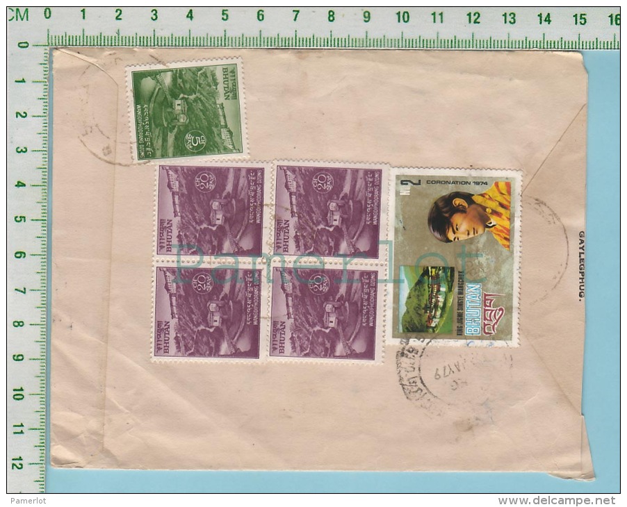 Cover Flamme 1979 Registered  No Stamp At The  Front And 6 Stamp At The Bac  2 Nu, 4 X 20ch, 1X5 Ch) 2 Scan - Bhoutan