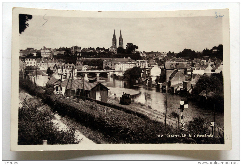 CPsm De SAINT-LO "locomotive Sur Le Quai,vue Générale" - Saint Lo