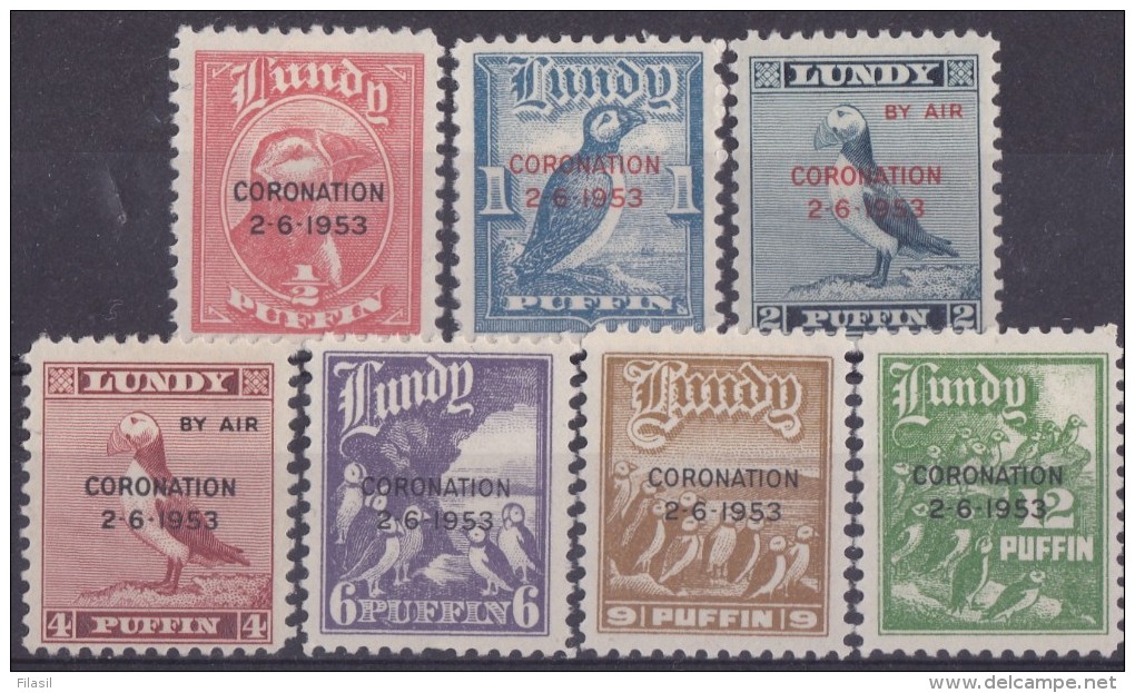 SI53D  Regno Unito LUNDY Coronation 2 / 6 / 1953 PUFFIN Stamps Nuovo MLH - Francobolli Personalizzati