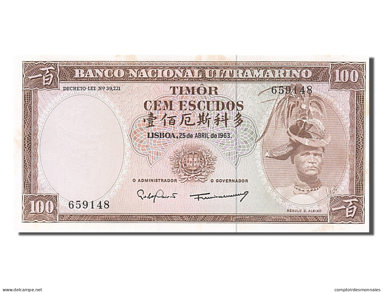 Billet, Timor, 100 Escudos, 1963, 1963-04-25, SUP - Andere - Azië