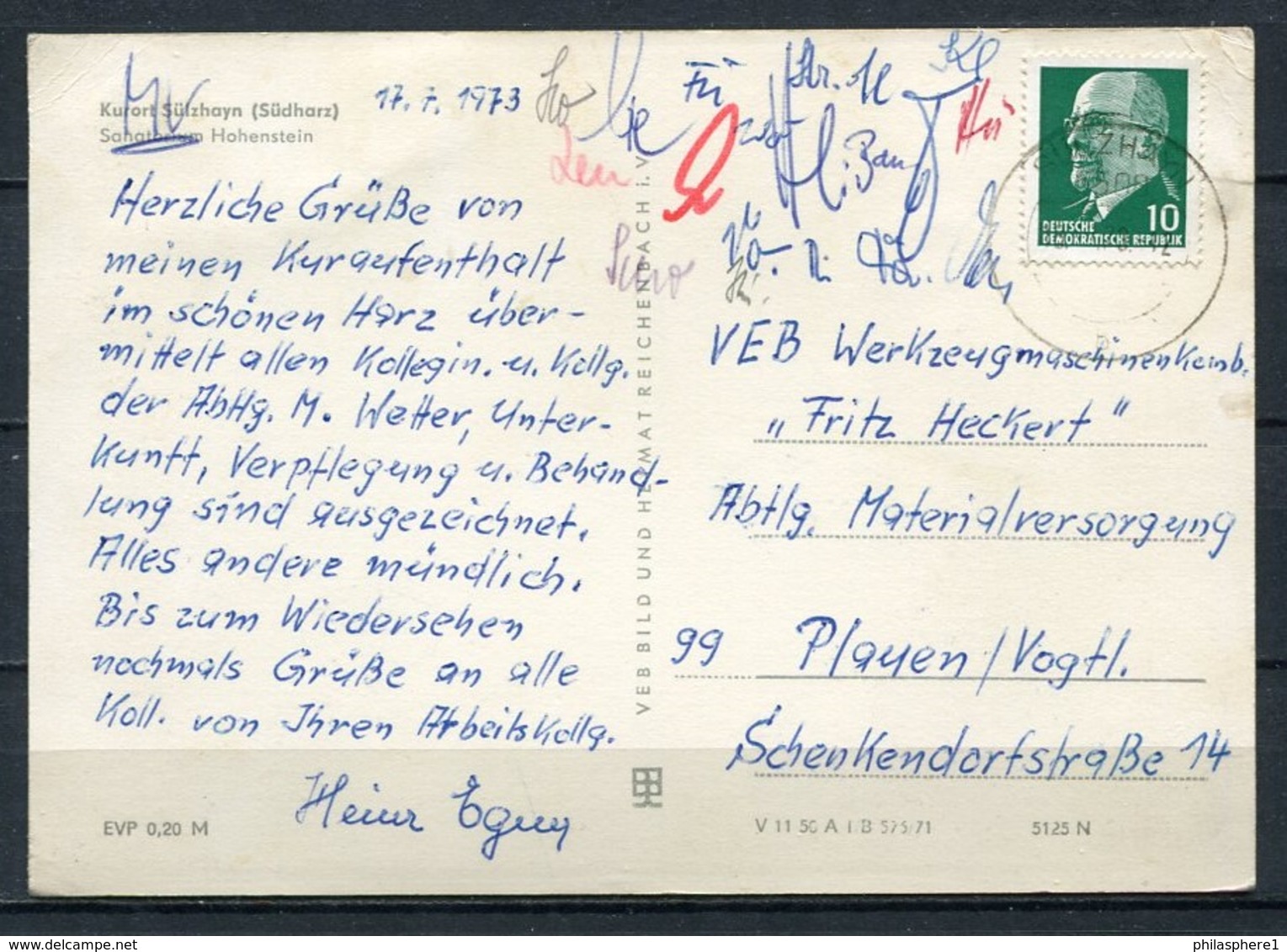 (2314) Kurort Sülzhayn / Sanatorium Hohenstein - Gel. - DDR - Bild Und Heimat - Nordhausen