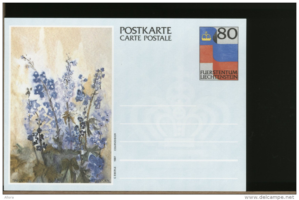 LIECHTENSTEIN  -    Intero Postale - Postkarte -  Fiori - Rittersporn - Riedblumen - Schwertlilie - Other & Unclassified