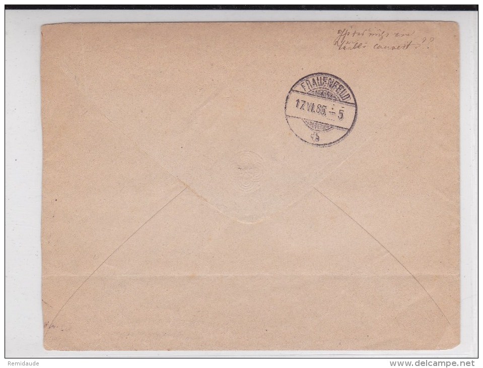 SUISSE - 1885 - ENVELOPPE ENTIER De ZÜRICH - Stamped Stationery