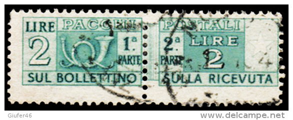 Italia - 1945-51 - Pacchi Postali L.2 - Fil. Ruota Usato, Dentellatura Spostata - Varietà E Curiosità