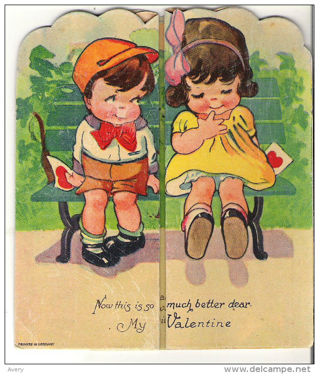 Antique Valentine Cards My Valentine  5.3" Or 13 Cm High  Folds Open To 9" Or 22.5 Cm - Other & Unclassified