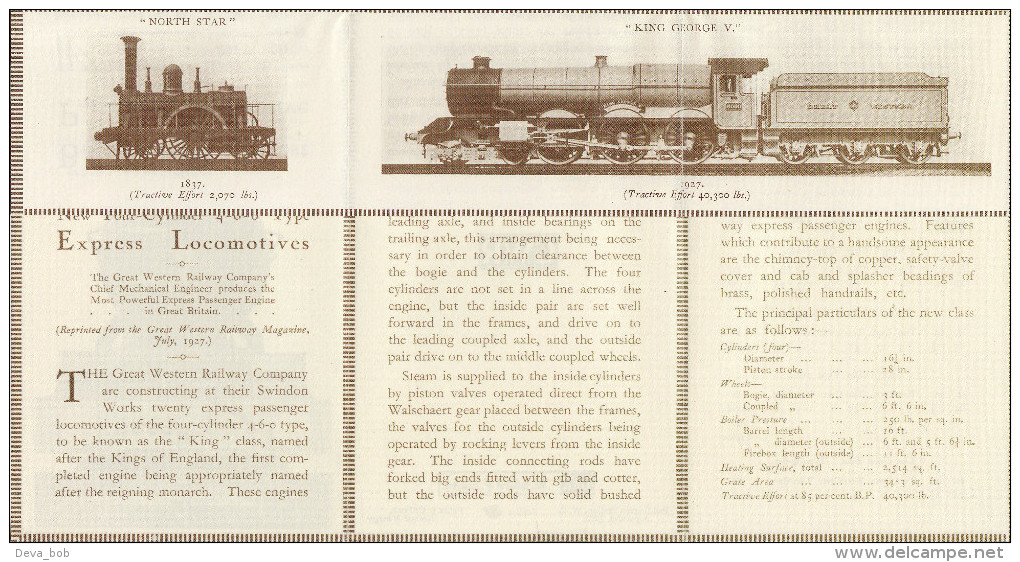 Railway Ephemera GWR The King Of Railway Locomotives 6000 George V 1927 Leaflet Replica - Werbung