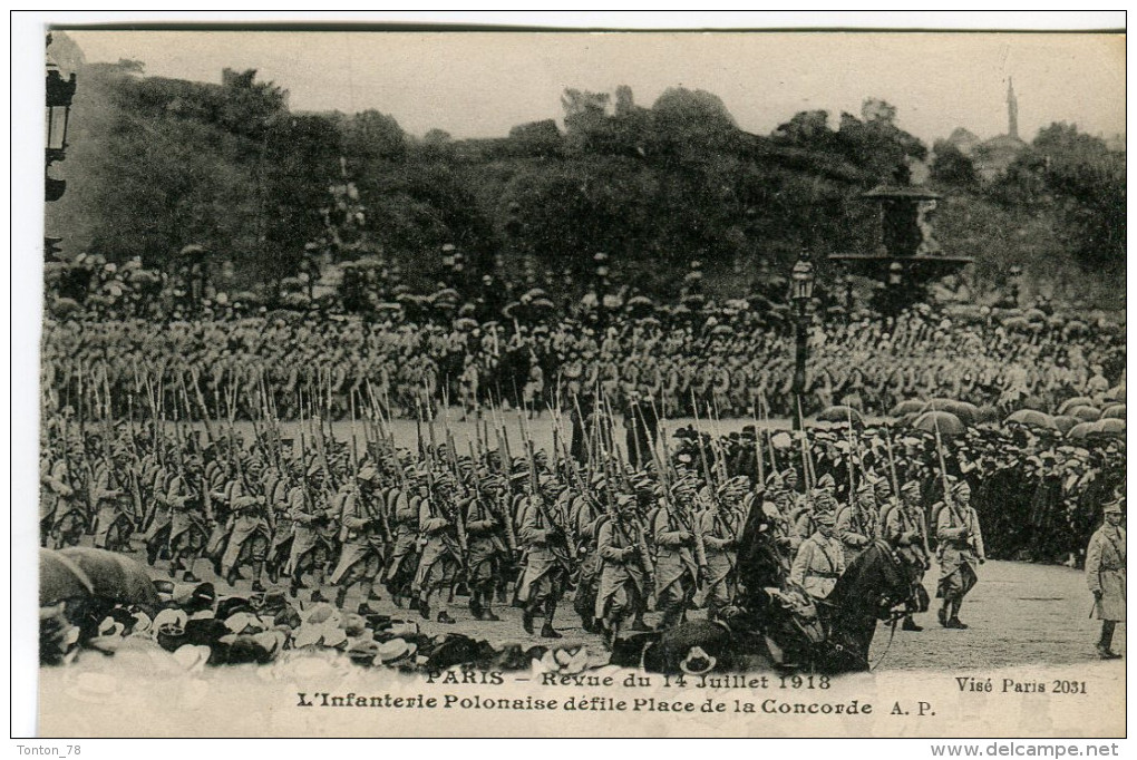 PARIS  -  REVUE DU 14 JUILLET 1918  -  L' INFANTERIE POLONAISE DÉFILÉ PLACE DE LA CONCORDE - Autres & Non Classés