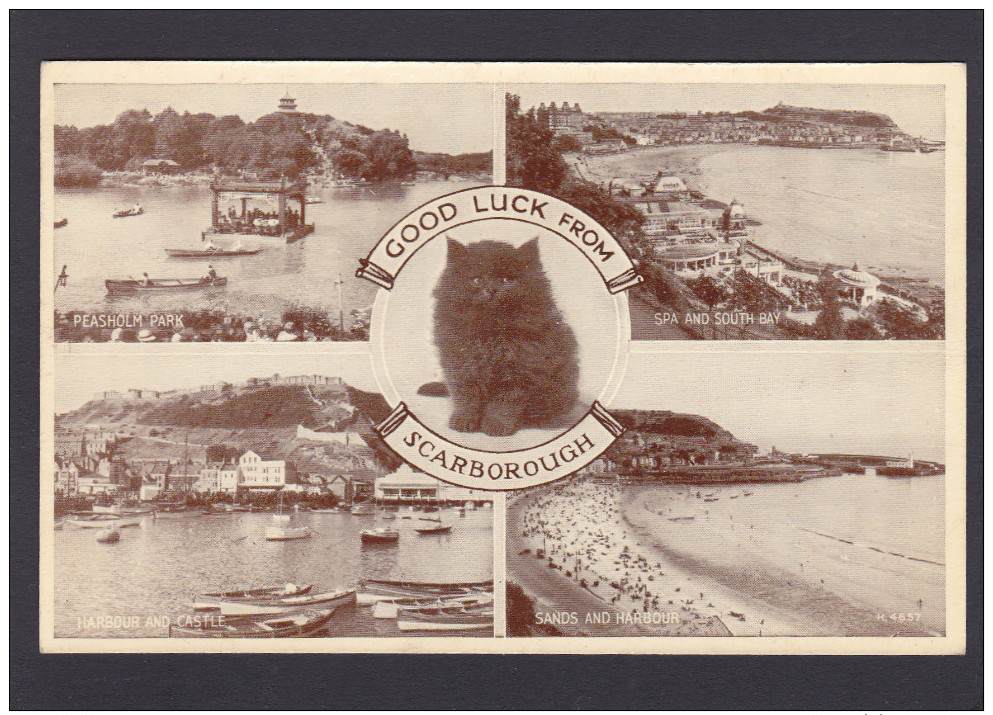 MULTI VIEW OF SCARBOROUGH,YORKSHIRE,ENGLAND,REAL PHOTO WITH STAMP,Q7 . - Scarborough