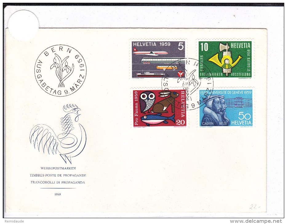 SUISSE - 1959 - ENVELOPPE FDC De BERN - FDC