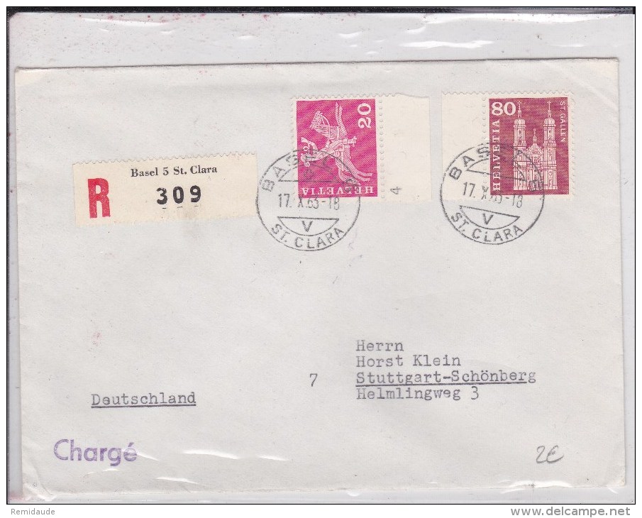 SUISSE - 1963 - ENVELOPPE RECOMMANDEE De BASEL - Lettres & Documents