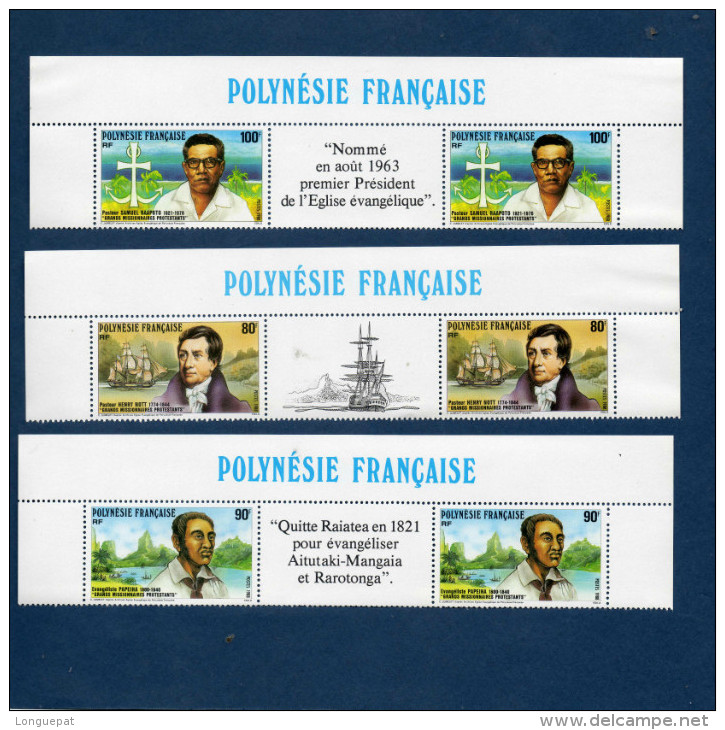 POLYNESIE Française : Missionnaires Protestants : Pasteur Henry Nott, Evangéliste Papeiha, Pasteur Samuel Raapoto - - Ongebruikt