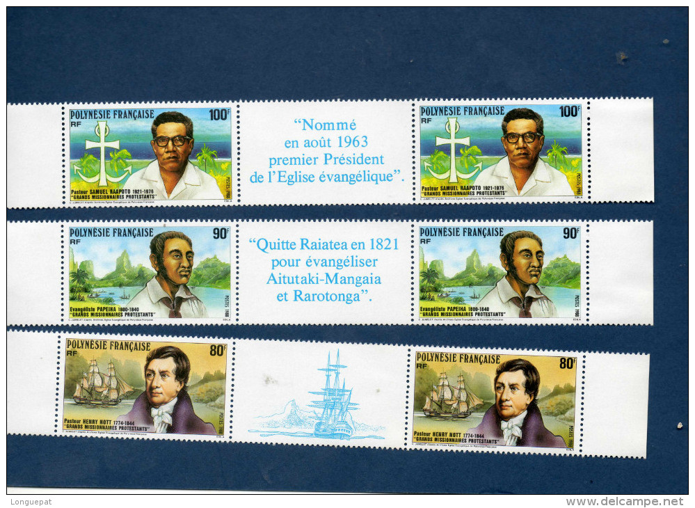 POLYNESIE Française : Missionnaires Protestants : Pasteur Henry Nott, Evangéliste Papeiha, Pasteur Samuel Raapoto - - Ongebruikt