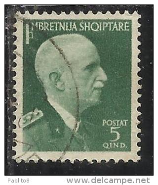 ALBANIA 1942 UNIONE ITALO-ALBANESE 5Q TIMBRATO USED - Albanie