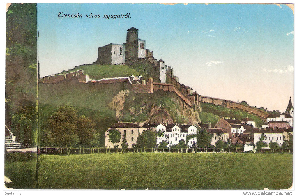 AK Col 1915r TRENCIN , Slowakei, Burg ,Ruine, Topographie, Wohnhäuser, Sandusky - Slowakei