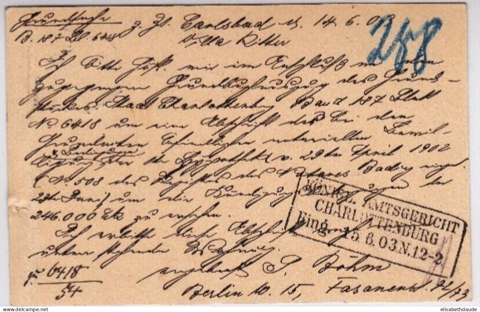 AUTRICHE - 1903 - CARTE ENTIER POSTAL De KARLSBAD - Autres & Non Classés