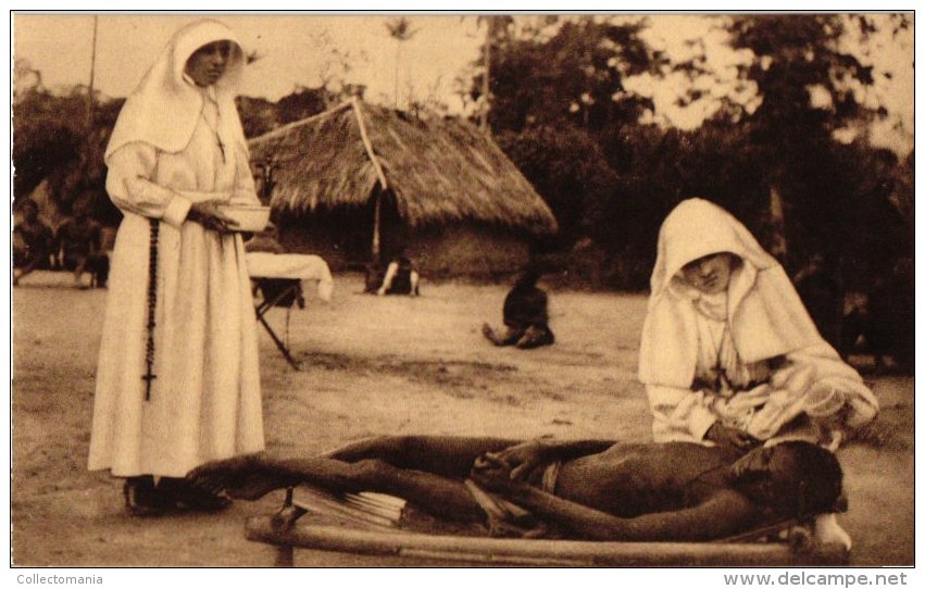 CONGO  BELGE   3 CP  Lazaret Des Malades Du Sommeil    Femmes Bateke   Nkenda  Maison Des Pères Rédemptoristes - Belgian Congo